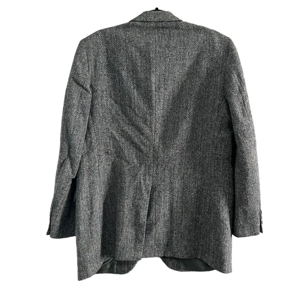 Stafford Harris Tweed Vintage Gray Herringbone 2 Button Sport Coat Blazer 48